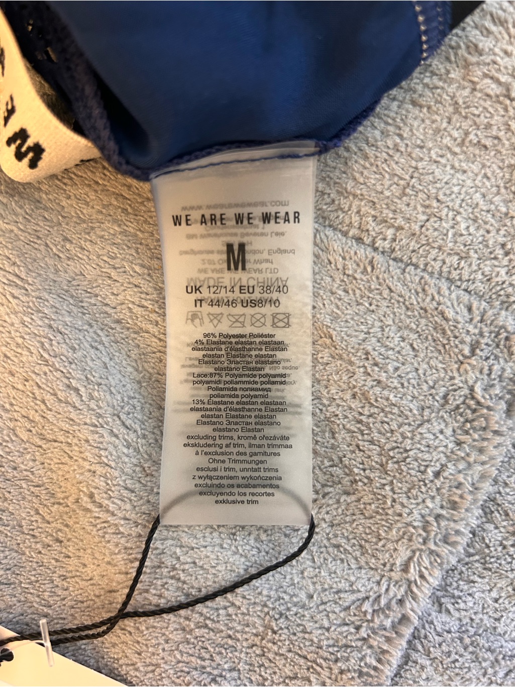 We Are We Wear Navy Satin Lace Trimmed Triangle Bralette Size Medium — image 4 of 8